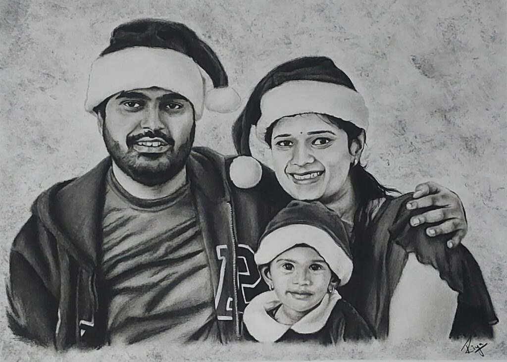 Hyper-realistic Charcoal Portrait Customer Order - https://thecanvaswall.com/