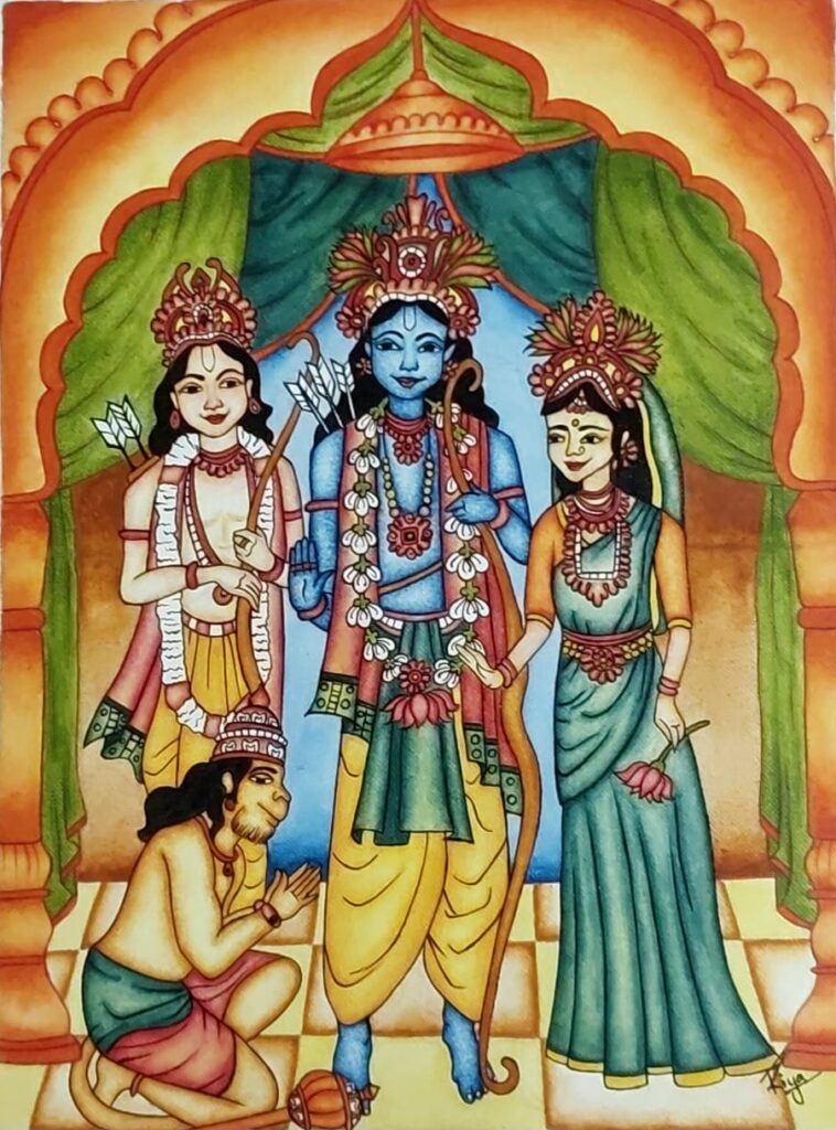 Wall decor God painting Lord Ram -https://thecanvaswall.com/