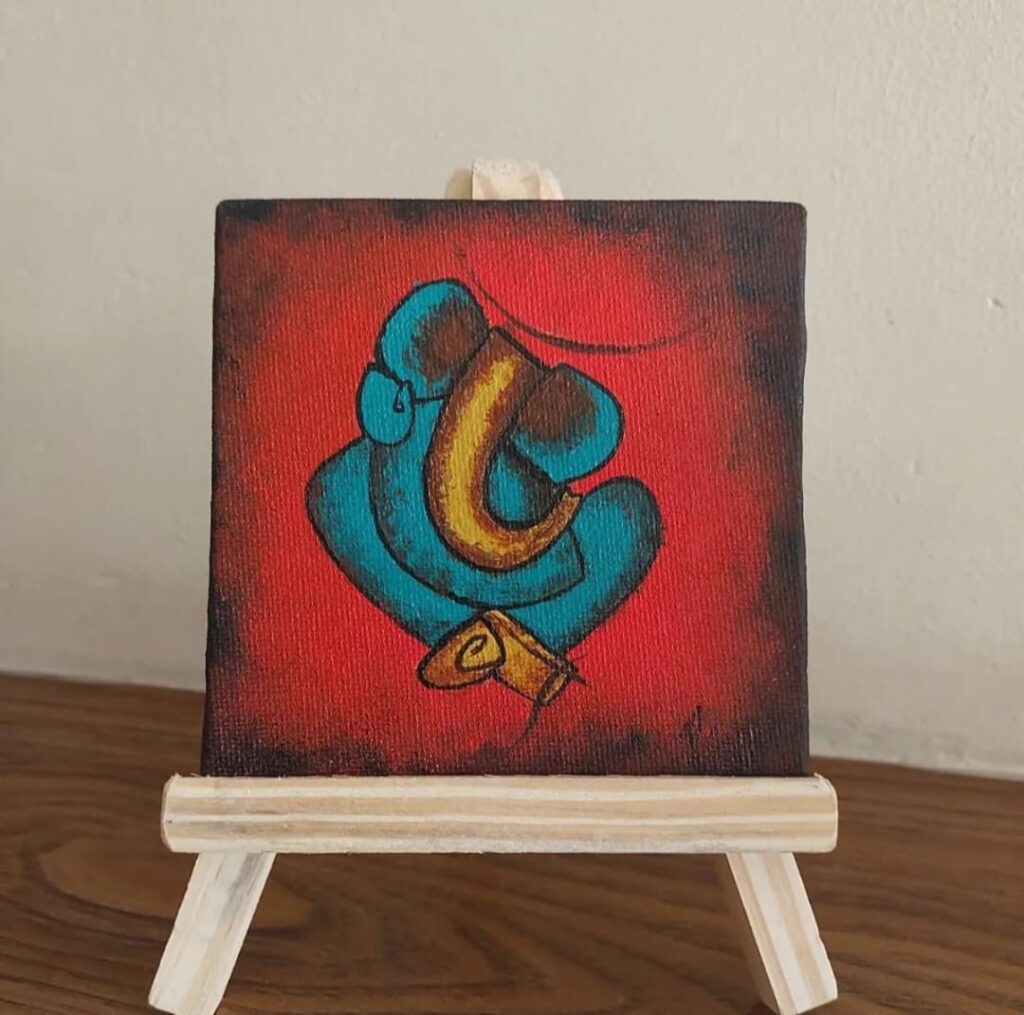 Gifting table decor Ganesha painting-https://thecanvaswall.com/