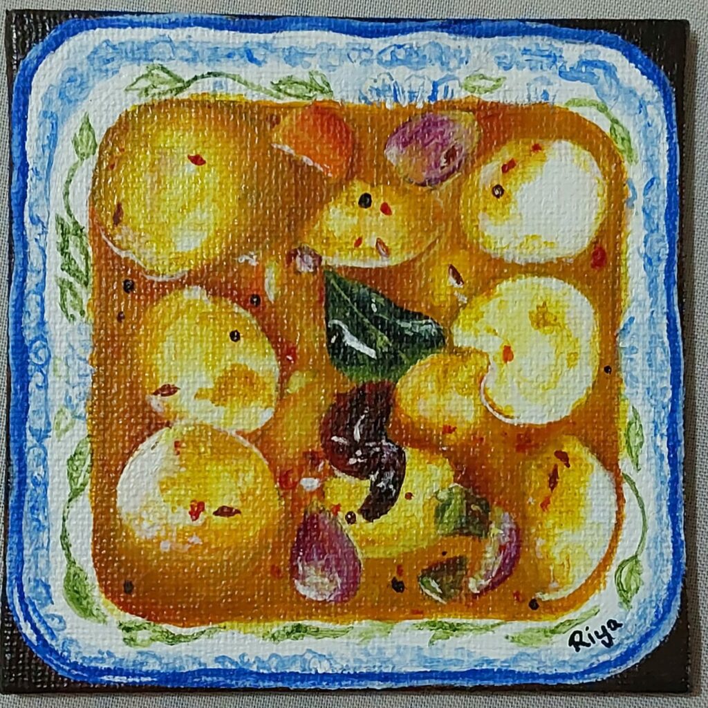 Hyper-realistic Food painting Mini Idly Sambar - https://thecanvaswall.com/